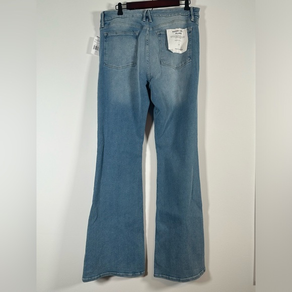 Good American Good Legs Flare Ripped High Waist Deep V Jeans Size: 15 New 33 - Picture 7 of 12